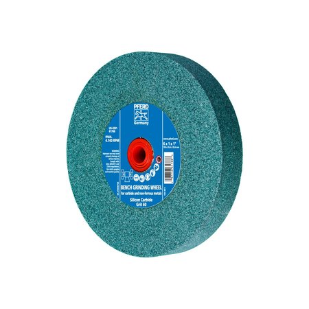 PFERD 6" x 1" Vitrified Bench Wheel - 1" A.H., Silicon Carbide, 60 Grit 61788